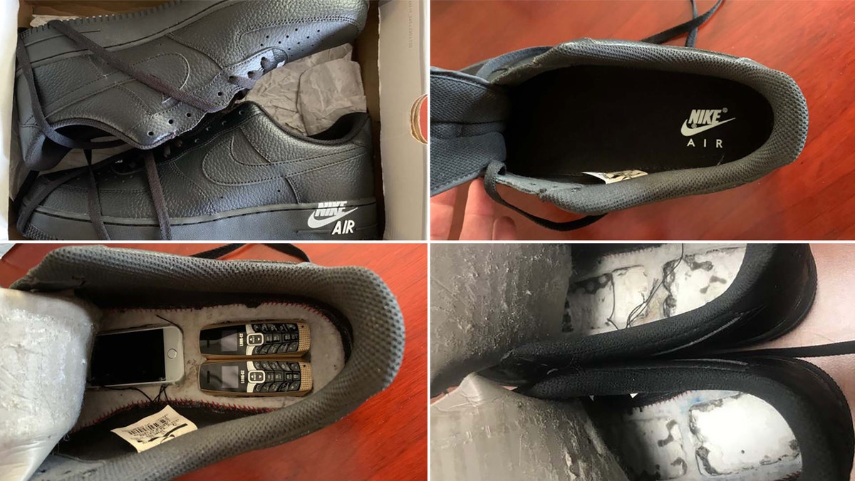 Tiny phones hidden in Nike sneakers intercepted at Oklahoma