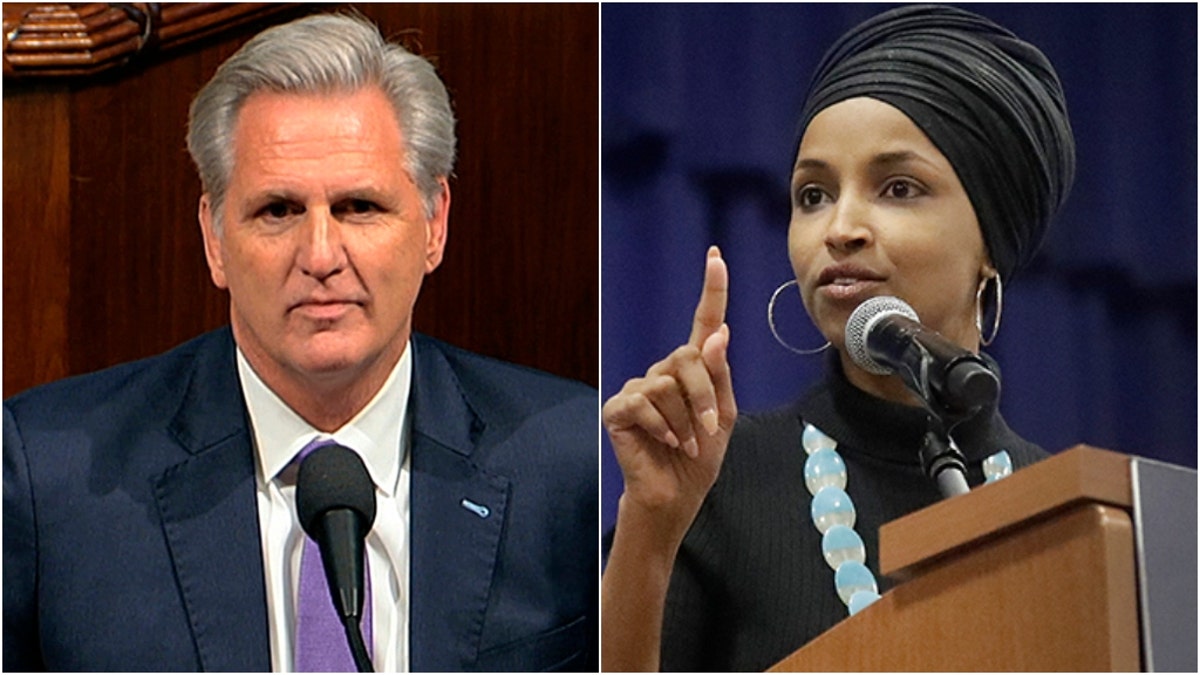 Rep. Kevin McCarthy's reference to a past remark by a fellow Squad member reportedly irritated Rep. Ilhan Omar on Wednesday.