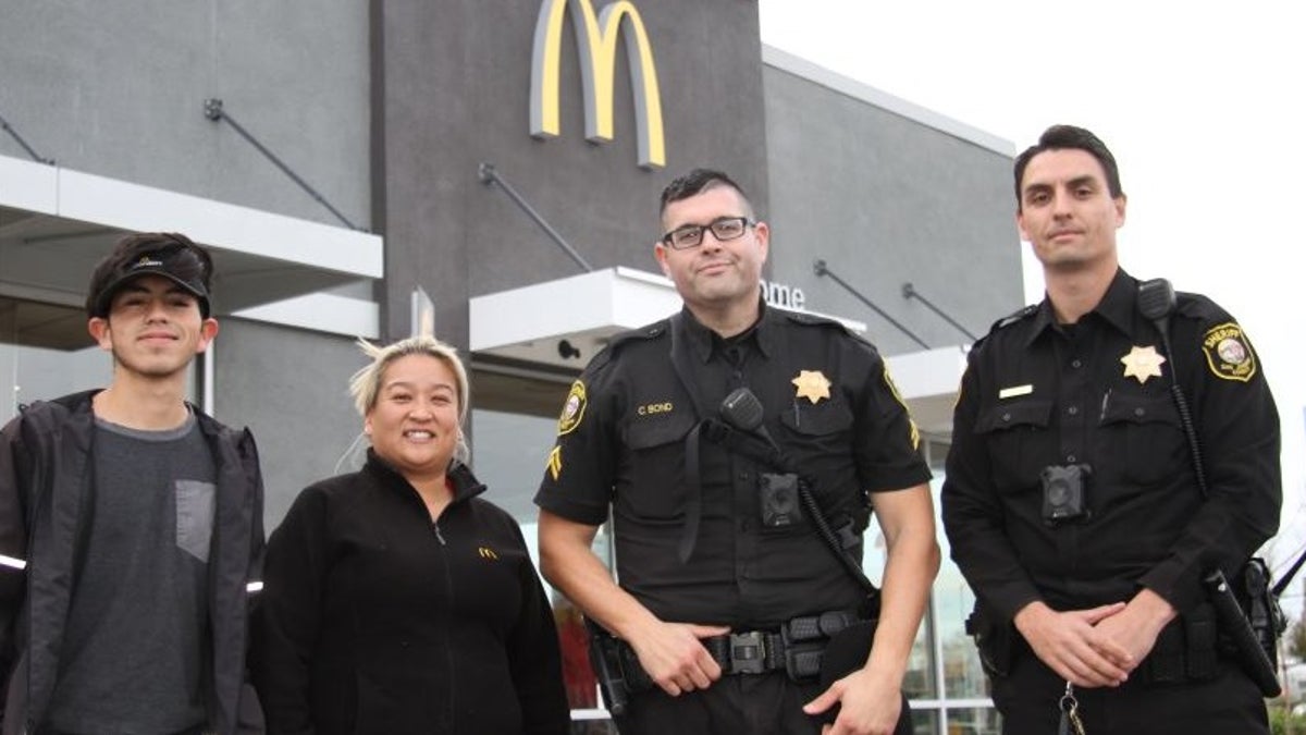 While in the drive-thru, a woman mouthed to an employee, "HELP ME." Just then, deputies arrived and spoke with employees inside the restaurant, they rushed them out the door telling them that the woman needing help was in the drive-thru line.