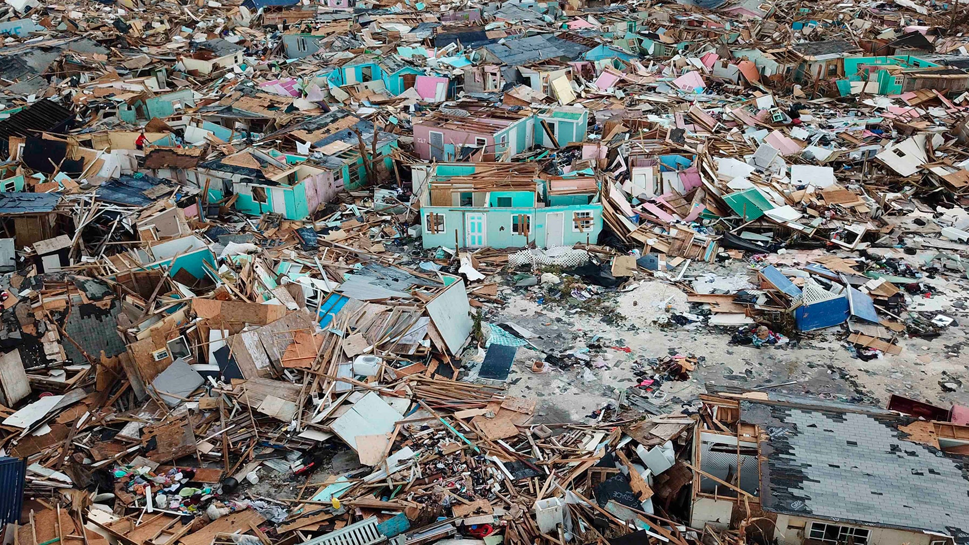 Homes flattened by Hurricane Dorian are seen in Abaco, Bahamas, Sept. 5, 2019. 