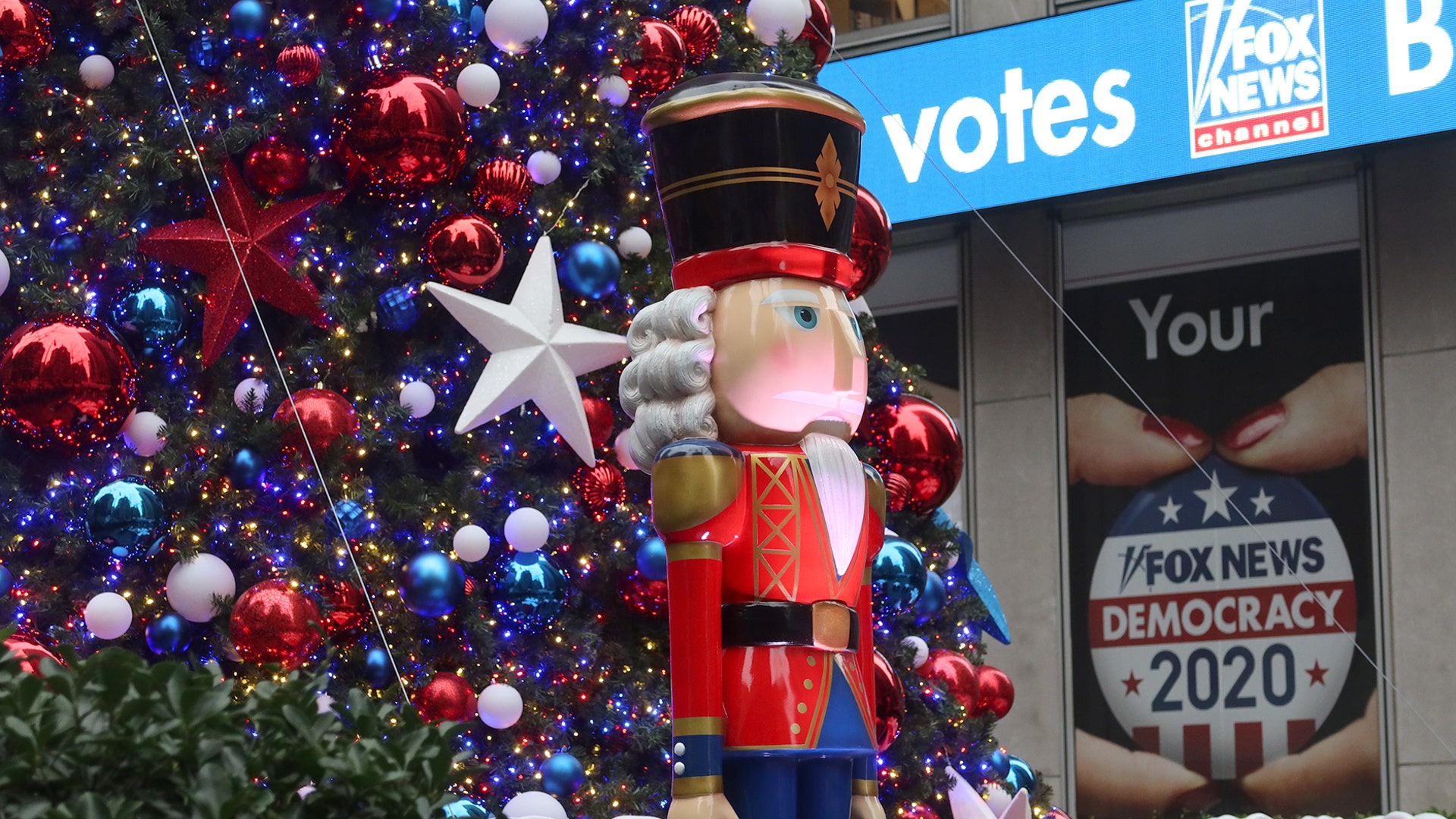 Toy soldiers stand guard in FOX Square in New York City.