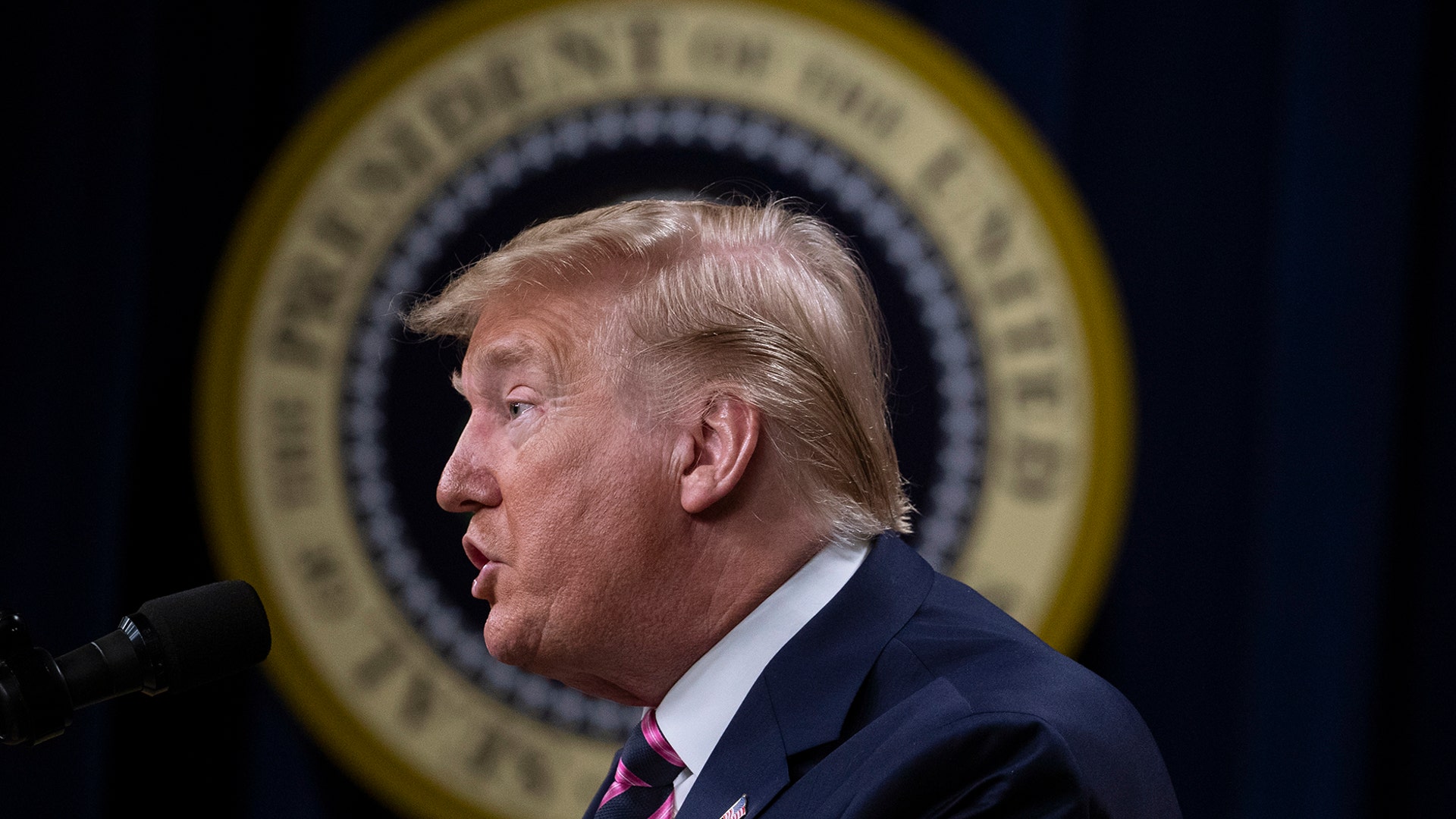 President Donald Trump speaks during the White House Summit on Child Care and Paid Leave in the South Court Auditorium in Washington, Dec. 12, 2019. 