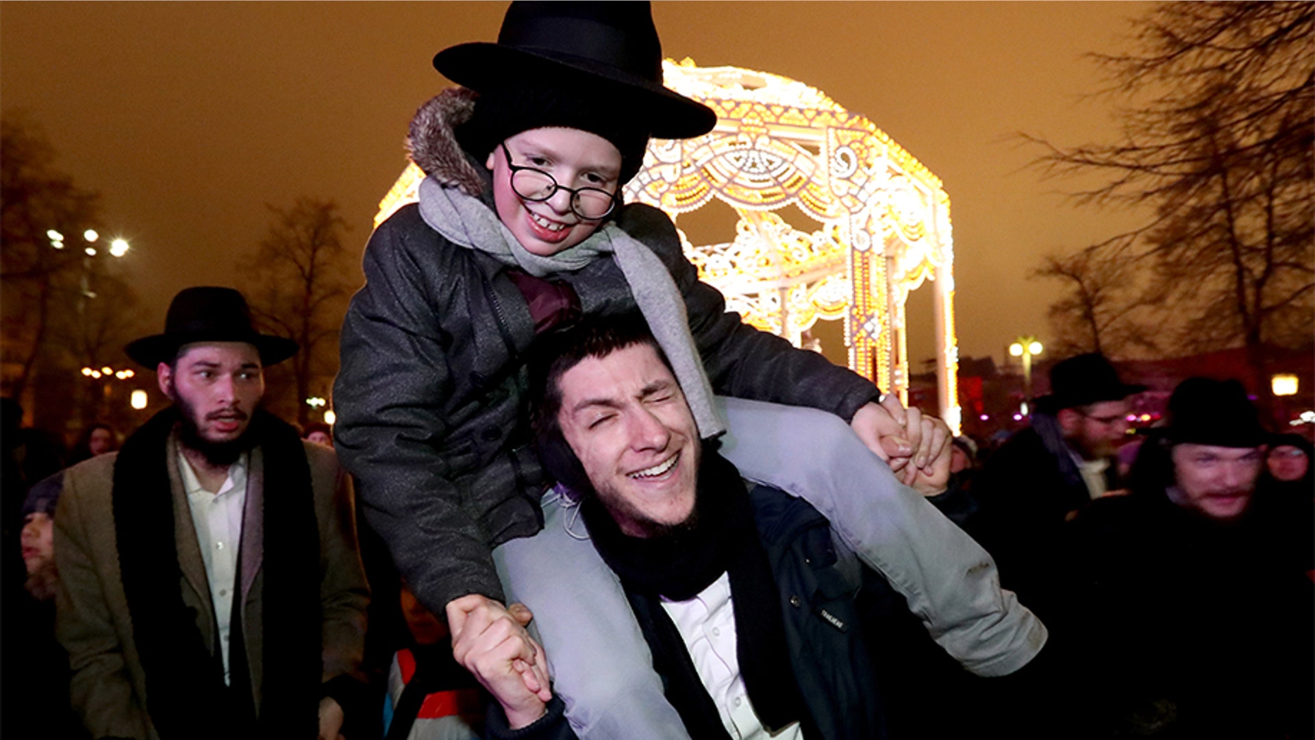 Moscow, Russia: People attend a celebration of the Jewish feast of Hanukkah in Revolution Square.