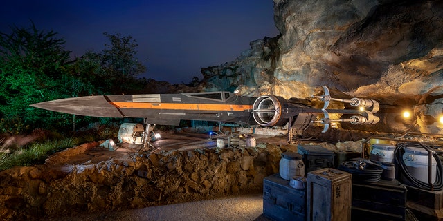 Poe Dameron’s X-wing starfighter, Black One, appears in Star Wars: Rise of the Resistance, opening Dec. 5, 2019, at Disney’s Hollywood Studios in Florida and Jan. 17, 2020, at Disneyland Park in California.