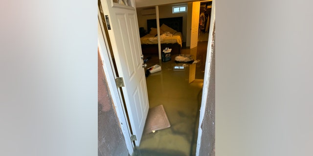 Sewage backup floods Cynthia McKenzie's home on Nov. 30, 2019, in the Jamaica, Queens, section of New York. Officials say a water condition is causing human waste to back up into several hundred homes in the area there. (Cynthia McKenzie via AP)
