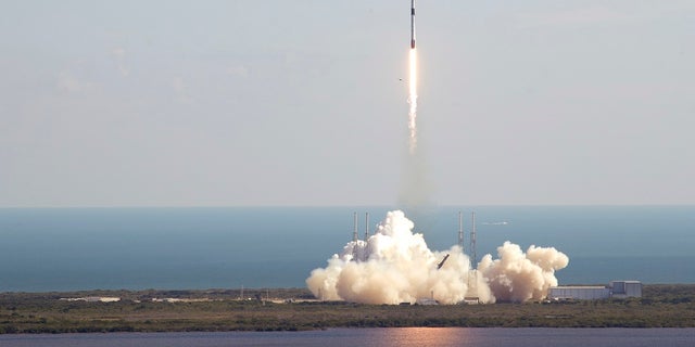 A Falcon 9 SpaceX rocket on a resupply mission to the International Space Station lifts off from Space Launch Complex 40 at Cape Canaveral Air Force Station in Cape Canaveral, Fla., on Thursday. (AP Photo/John Raoux)