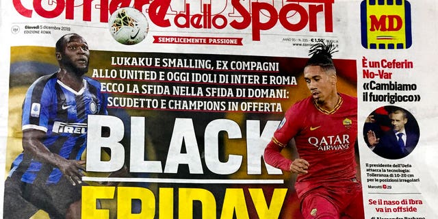 The front page of the Italian sports daily, Corriere dello Sport, on Dec. 5. A leading Italian sports daily is facing criticism for a headline reading “Black Friday” and featuring two black soccer players on the cover.
