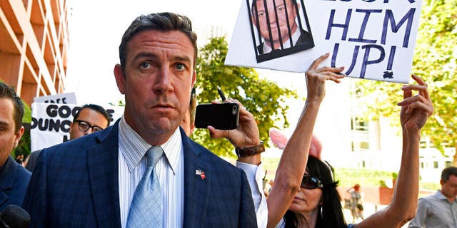 In this July 1, 2019, file photo, U.S. Rep. Duncan D. Hunter, R-Calif., leaves federal court after a hearing in San Diego. Hunter has indicated he's on his way out of office. (AP Photo/Denis Poroy, File)