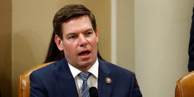 Rep. Eric Swalwell votes to approve the second article of impeachment against President Donald Trump during a House Judiciary Committee meeting, Dec. 13, 2019, on Capitol Hill.