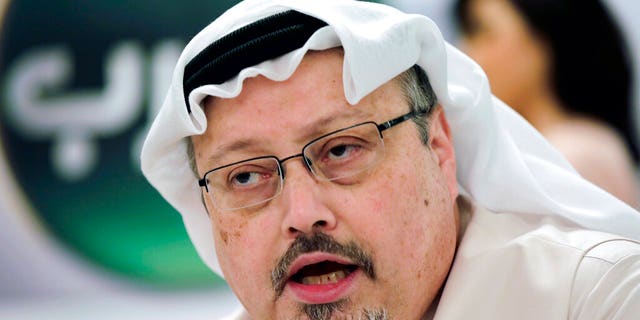 In this 2014 file photo, Saudi journalist Jamal Khashoggi speaks during a news conference in Manama, Bahrain. (AP)