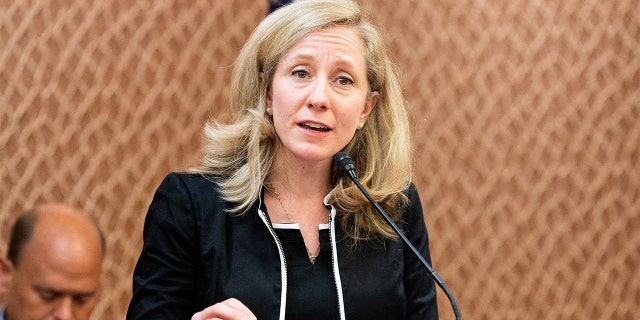 U.S. Rep. Abigail Spanberger, D-Va., speaking at a press conference sponsored by the Problem Solvers Caucus and the Common Sense Coalition