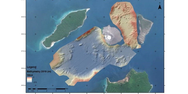 A map of the Anak Krakatau marine landslide.