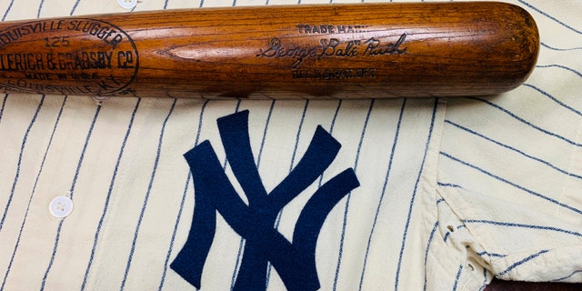 This Nov. 11, 2019 photo released by SCP Auctions, Inc., shows the bat used by Babe Ruth to slug his 500th career home run in 1929.