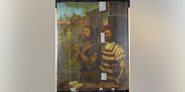 The painting as it appears today. It depicts the beheading of St. John the Baptist.