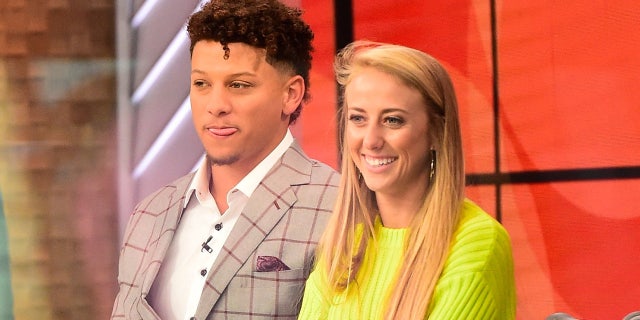 Patrick Mahomes and Brittany Matthews are seen on the set of GMA Day on April 2, 2019 in New York City. (Raymond Hall/GC Images)