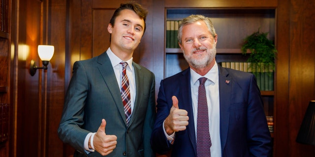 Turning Point USA founder and Liberty University President Jerry Falwell, Jr. pictured together.