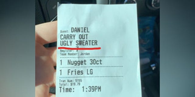 Daniel Graham was amused to see that a Chick-fil-A worker had described him as "ugly sweater."