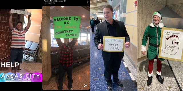 Courtney Payne's father brings a new sign "every time" he picks her up from the airport.