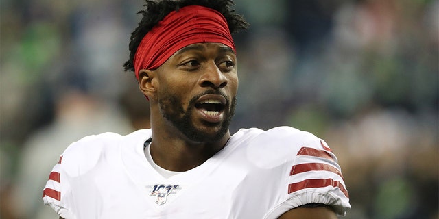 Emmanuel Sanders #17 of the San Francisco 49ers looks on prior to taking on the Seattle Seahawks during their game at CenturyLink Field on December 29, 2019 in Seattle, Washington.