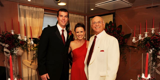 Ryan and Trista Sutter (seen here with longtime Princess Cruises ambassador Gavin MacLeod) helped christen one of the line's ships in 2008. 