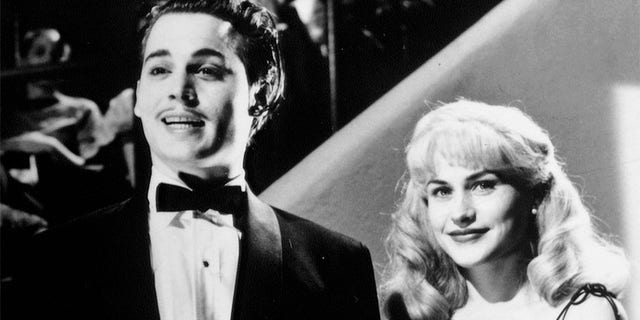 Johnny Depp and Patricia Arquette on the set of