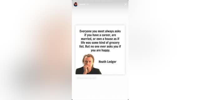 A Heath Ledger quote shared by Jessie J on her Instagram Story.