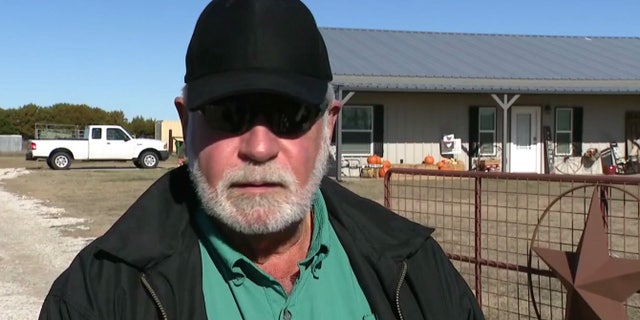 Jack Wilson speaks to reporters outside his home in White Settlement, Texas on Monday.