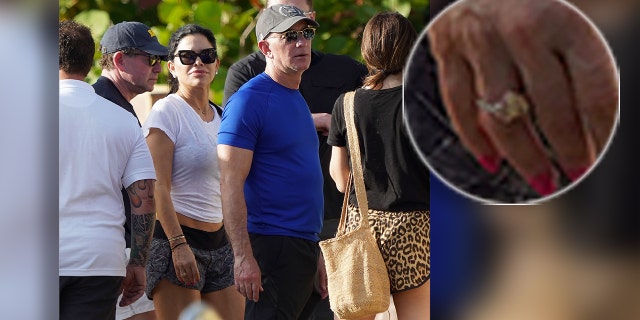 Lauren Sanchez was spotted wearing a massive diamond ring while vacationing in St. Barts with Amazon founder boyfriend Jeff Bezos.
