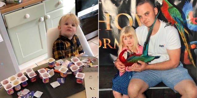 Aaron Whysall (right, with daughter Olivia) said he wasn't even angry, but rather concerned and impressed at his daughter's ability to scarf down 18 yogurts. (Kennedy News and Media)