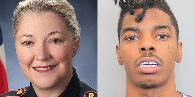 Tavores Henderson, 21, was arrested Thursday in the death of Nassau Bay Sgt. Kaila Sullivan, left. (Harris County Sheriff's Office / AP/Nassau Bay Police Department)