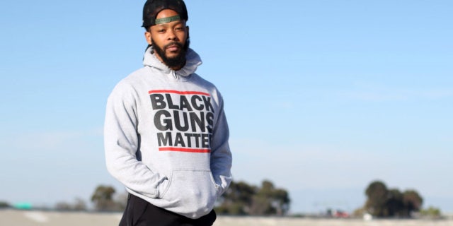 Maj Toure of Black Guns Matter is seen in Los Angeles, Dec. 1, 2016. (Getty Images)