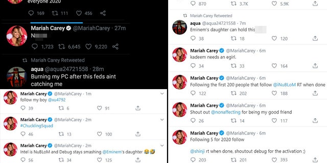 Pop diva Mariah Carey, the queen of Christmas, didn’t have a nice New Year’s Eve after her Twitter was hacked on Tuesday.