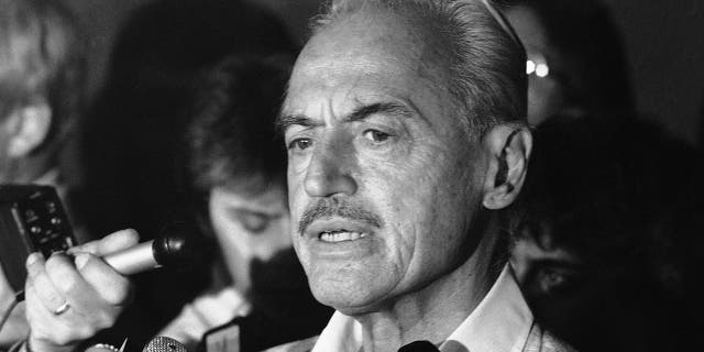 FILE - This July 16, 1981 file photo shows baseball union leader Marvin Miller speaking to reporters after rejecting a proposal to end a baseball strike, in New York. Miller, the union leader who revolutionized baseball by empowering players to negotiate multimillion-dollar contracts and to play for teams of their own choosing, was elected to baseball's Hall of Fame on Sunday, Dec. 8, 2019. (AP Photo/Howard, File)