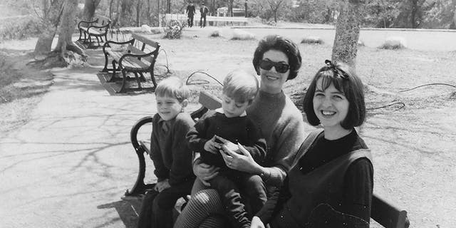 Tina Hutchence with her mother and siblings.