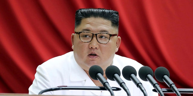 In this Monday, Dec. 30, 2019, photo provided by the North Korean government, North Korean leader Kim Jong Un speaks during a Workers’ Party meeting in Pyongyang, North Korea. Independent journalists were not given access to cover the event depicted in this image distributed by the North Korean government. (Korean Central News Agency/Korea News Service via AP)