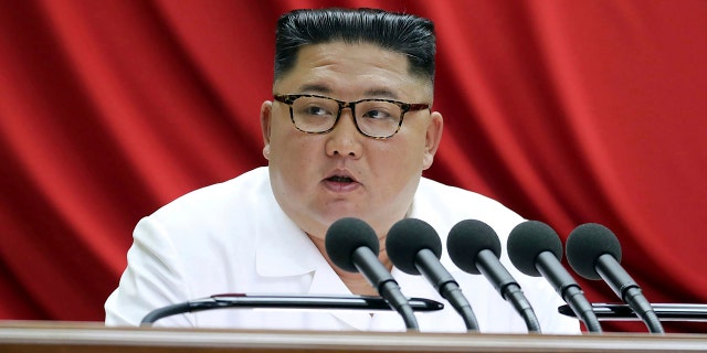 In this Monday, Dec. 30, 2019, photo provided by the North Korean government, North Korean leader Kim Jong Un speaks during a Workers’ Party meeting in Pyongyang, North Korea. Independent journalists were not given access to cover the event depicted in this image distributed by the North Korean government. (Korean Central News Agency/Korea News Service via AP)