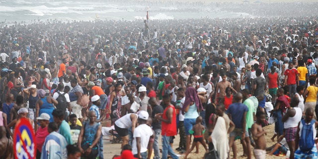 Revellers enjoy New Year's Day on a beach in Durban, South Africa January 1, 2017. (Reuters)