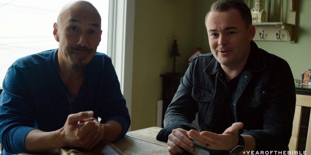 Francis Chan, left, and Nick Hall talking about the "Year of the Bible" in a promo for the movement.