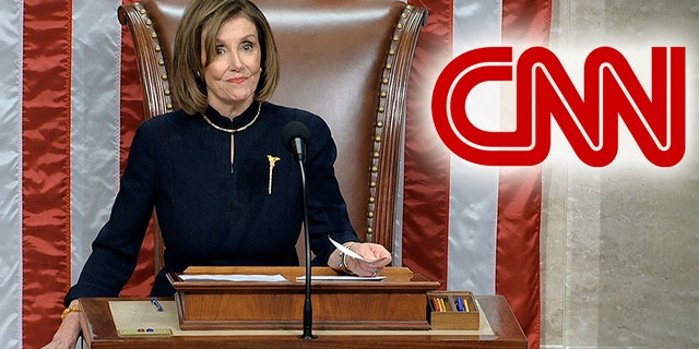 CNN strongly praised Speaker Nancy Pelosi for her conduct on the day of the House impeachment vote. (House Television via AP, Montage)