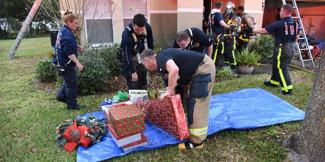 After the blaze was put out, the crew of Polk County Fire's Engine 2 thought they should save the family's Christmas presents.