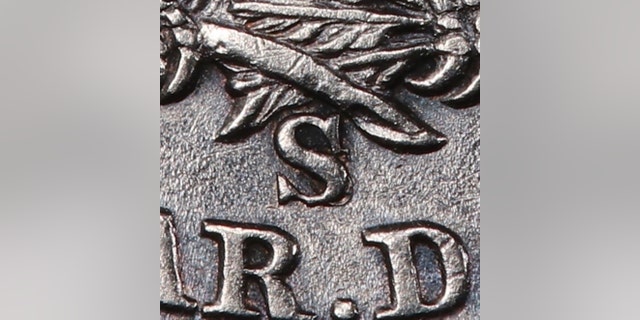 A close up of the the large S over small s mint mark on one of the nine coins. (Image courtesy of Professional Coin Grading Service www.PCGS.com)