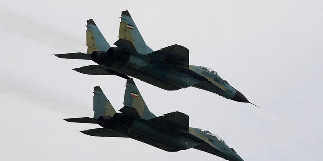 Russian-made MiG-29 fighter jets are seen April 17, 2008. (Reuters)