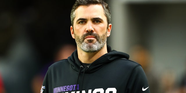 Minnesota Vikings offensive coordinator Kevin Stefanski looks on before the start of a game against the Denver Broncos at U.S. Bank Stadium. (David Berding-USA TODAY Sports)