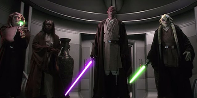 Mace Windu and his Jedi comrades in "Revenge of the Sith."