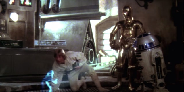 Luke Skywalker, C-3PO and R2-D2 in "A New Hope."