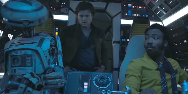 L3-37, Han Solo and Lando Calrissian in "Solo."