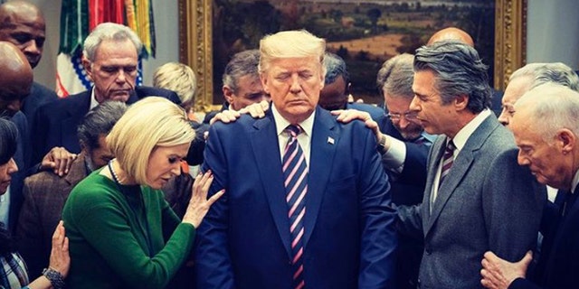 Pastors Paula White-Cain, Jentezen Franklin, and others join in prayer for President Trump amid House Democrats' impeachment push.