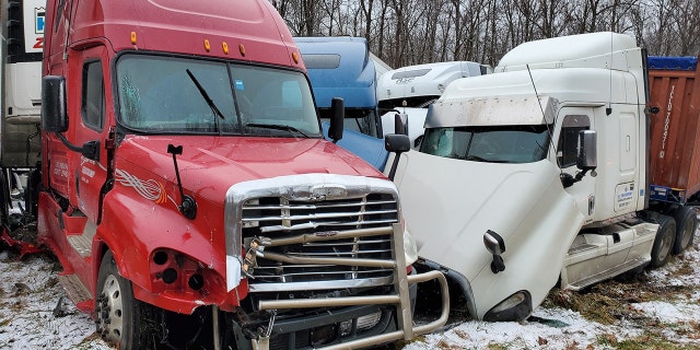 Around 20 trucks were involved in the crash, according to officials.