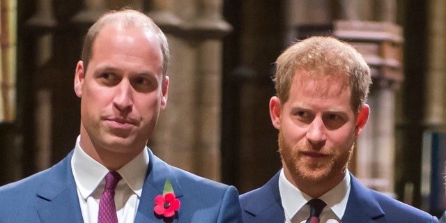 Prince William, Duke of Cambridge and Catherine, Duchess of Cambridge, Prince Harry, Duke of Sussex and Meghan, Duchess of Sussex attend a service marking the centenary of WW1 armistice at Westminster Abbey on November 11, 2018, in London, England.