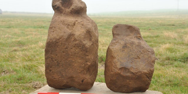 Two of the figurines before cleaning, Finstown, Orkney. (Credit: ORCA Archaeology)